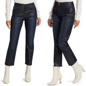 FRAME Le High Straight Indigo Lizard Coated Jeans 25